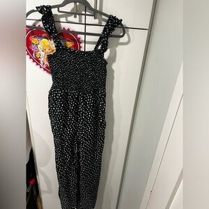 LOFT Black and White Floral Jumpsuit